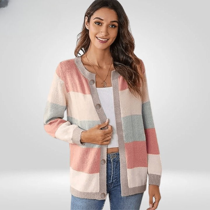 Cardigan Rayé Pastel Femme - Douceur Élégante Décontractée