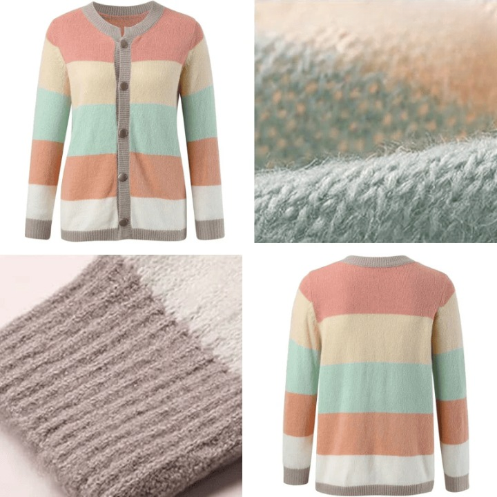 Cardigan Rayé Pastel Femme - Douceur Élégante Décontractée