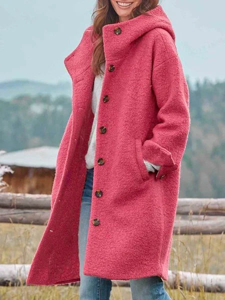 Manteau Long Laine Bouclée Femme Élégant Chaud Décontracté Chic