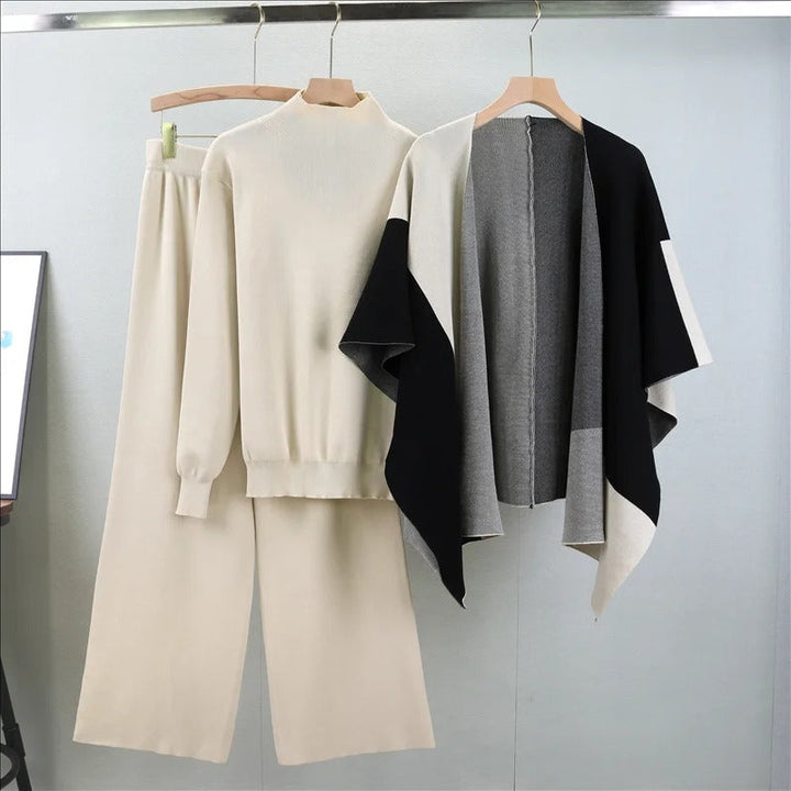 Ensemble Tricot 3 Pièces Doux : Pull, Pantalon & Cardigan