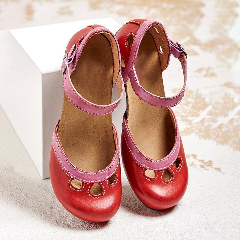 Chaussures Vintage Femme Élégantes Rétro Confort Cuir Bicolores