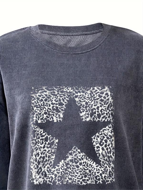 Sweat Oversize Femme Étoile Gris - Confortable & Tendance