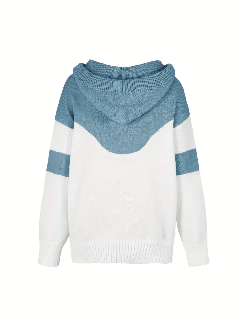 Pull Col Montant Femme Maille Douce Chaud Hiver Bicolore