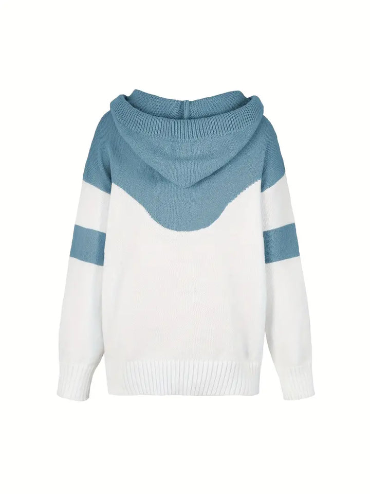 Pull Col Montant Femme Maille Douce Chaud Hiver Bicolore
