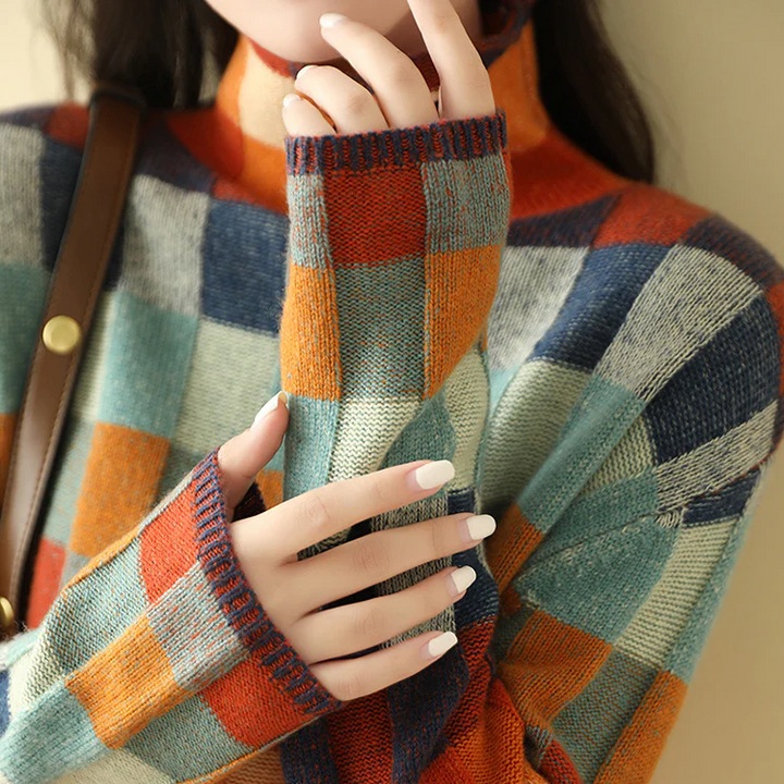 Pull Oversize à Carreaux - Style Rétro, Doux & Confortable
