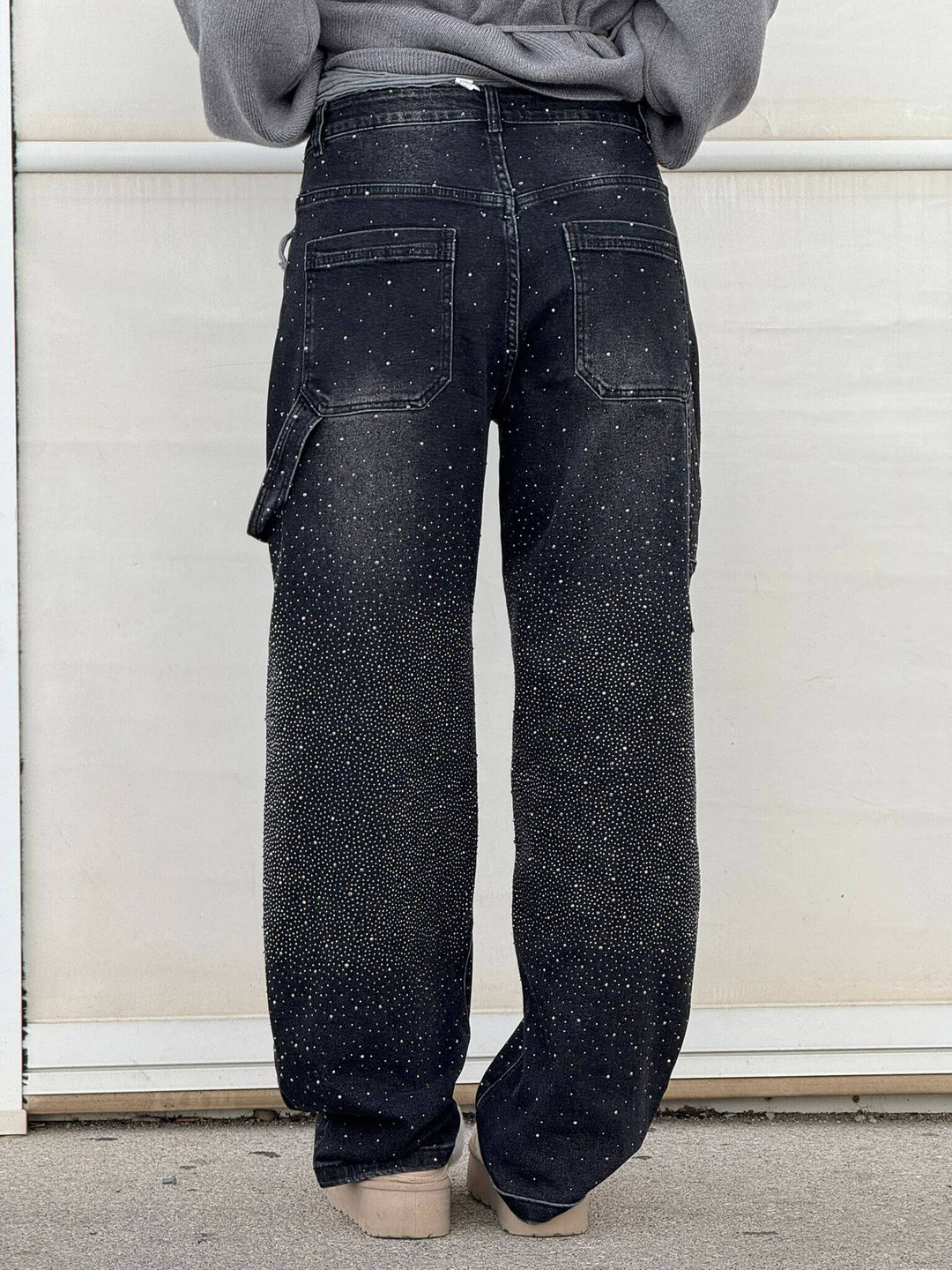Jean Large Effet Pailleté Tendance Confort Style Streetwear