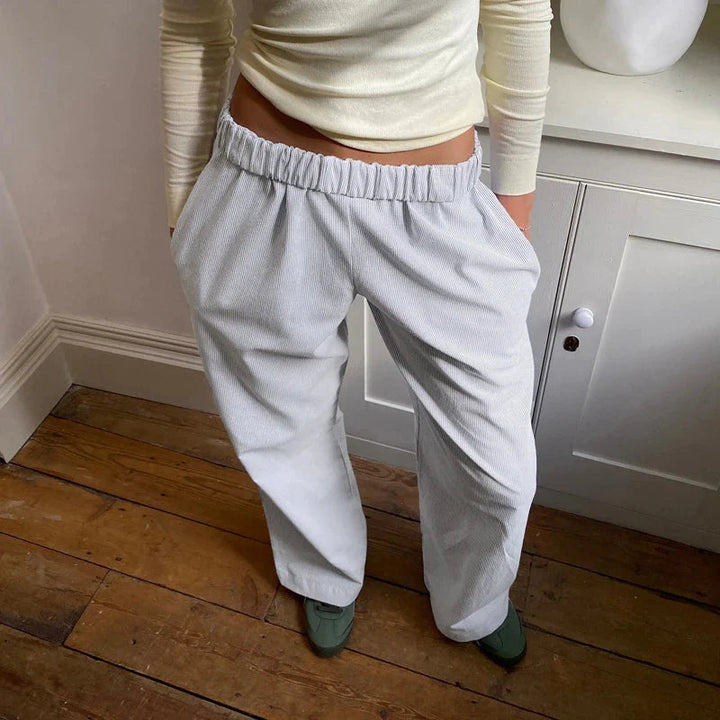 Pantalon Large Rayé Taille Élastique Femme - Confort & Tendance