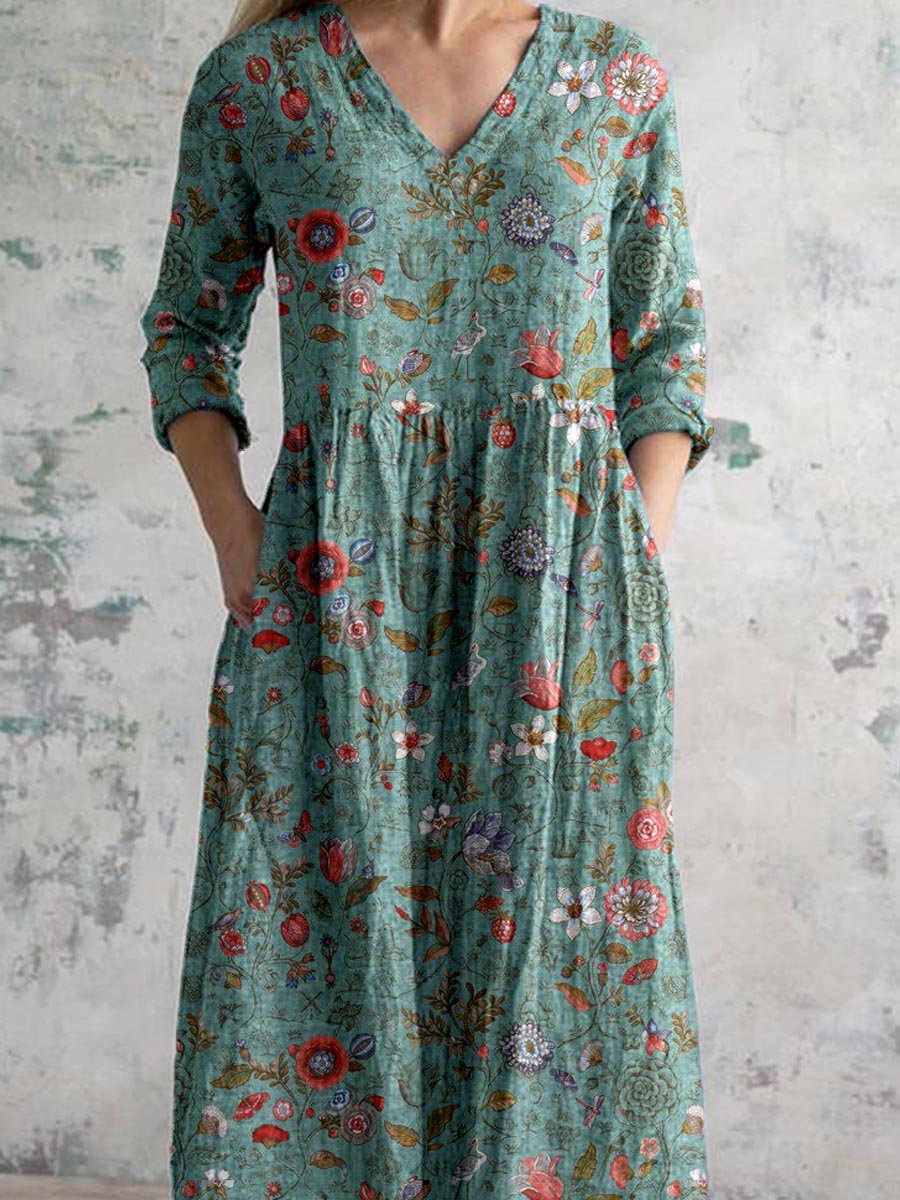 Robe Longue Bohème Coton Fleuri | Fluide & Confortable