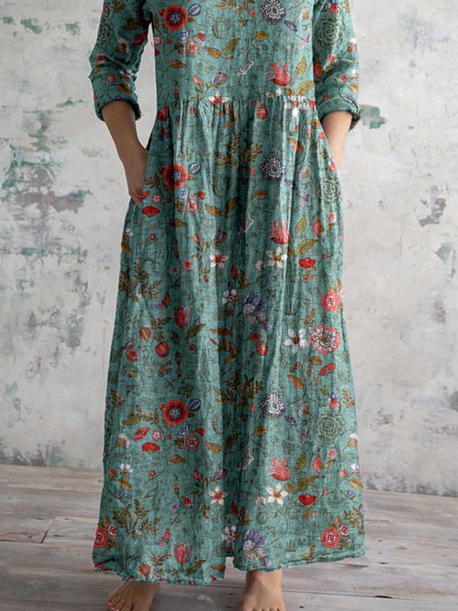 Robe Longue Bohème Coton Fleuri | Fluide & Confortable