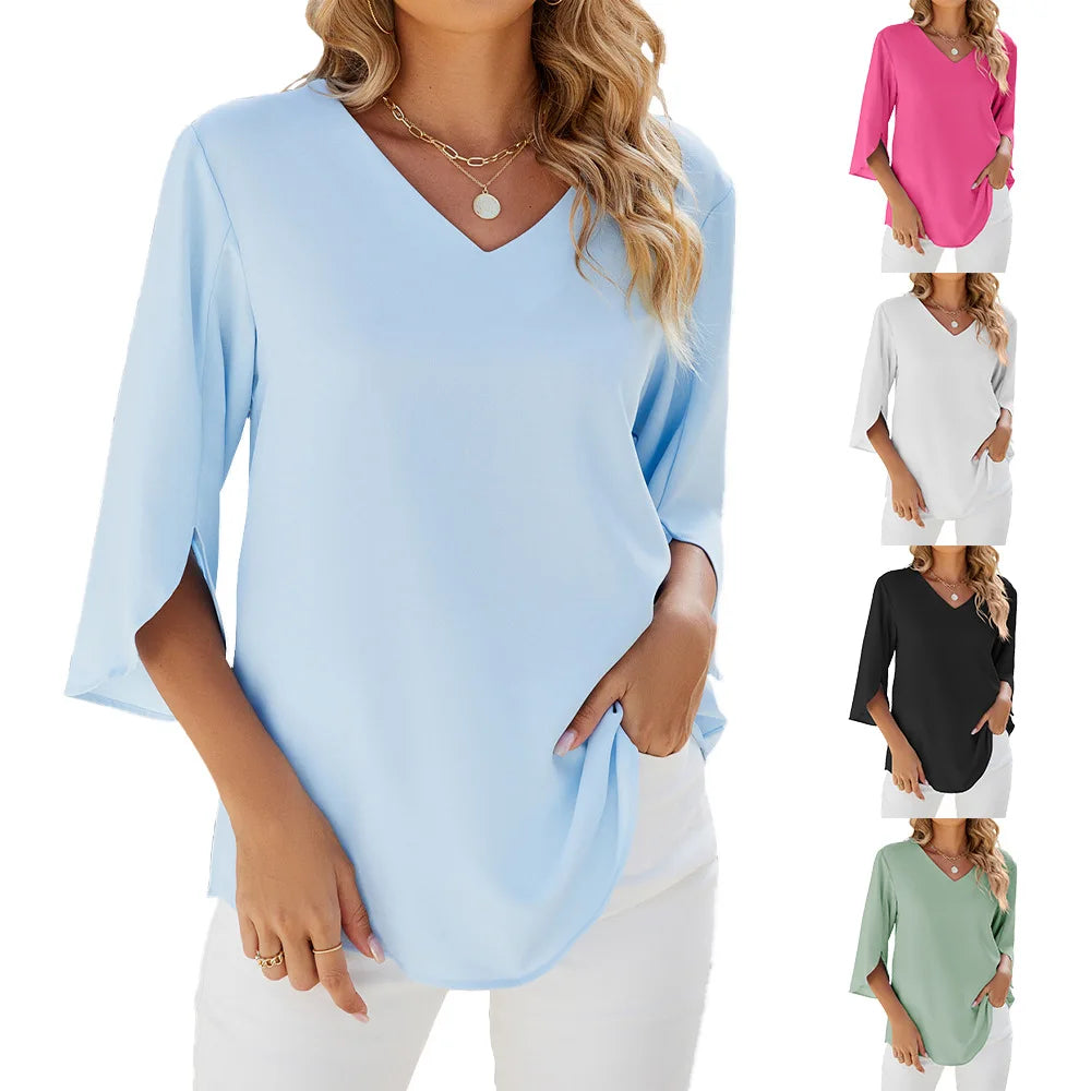 Blouse Femme Manches 3/4 Chic Confort Élégante