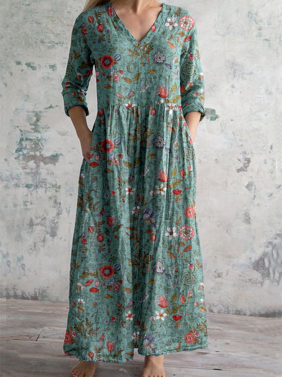 Robe Longue Bohème Coton Fleuri | Fluide & Confortable