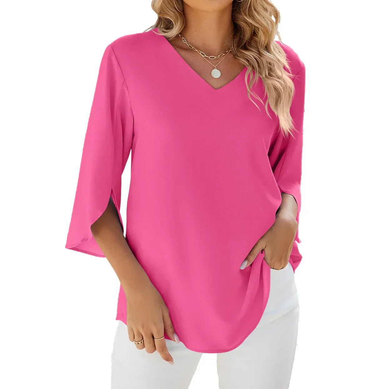 Blouse Femme Manches 3/4 Chic Confort Élégante