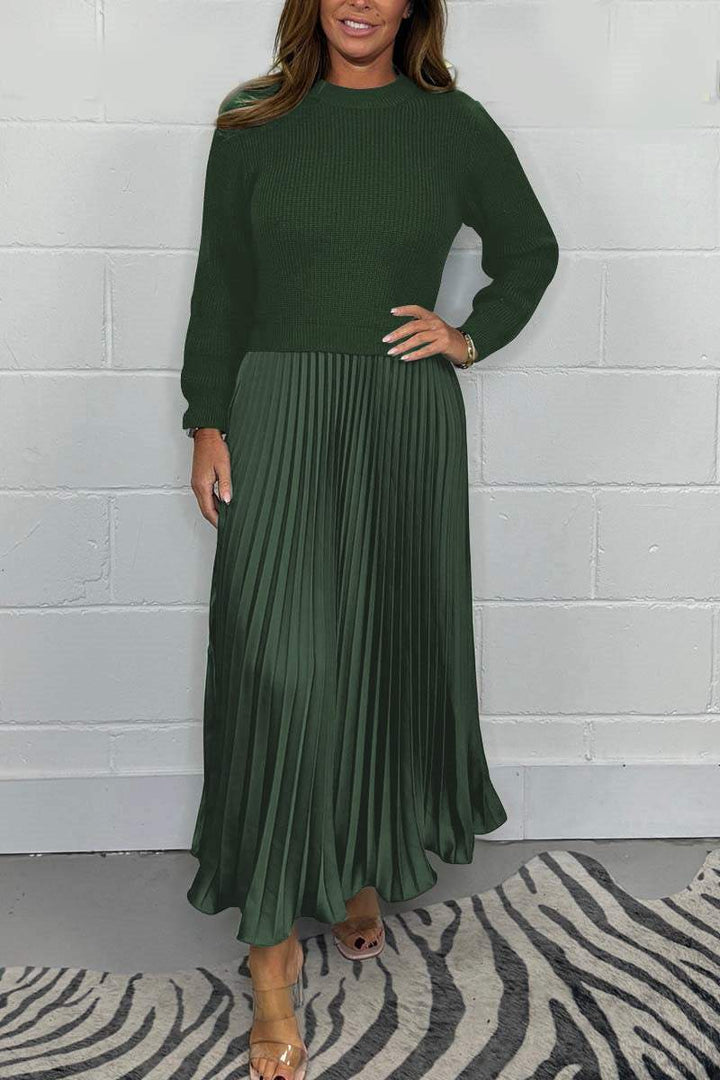 Ensemble Pull Laine Mélangée & Jupe Plissée Longue | Confort Chic