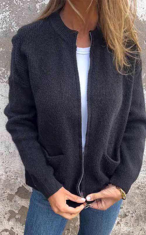 Veste Zippée Laine Femme/Homme Chaude Élégante Minimaliste