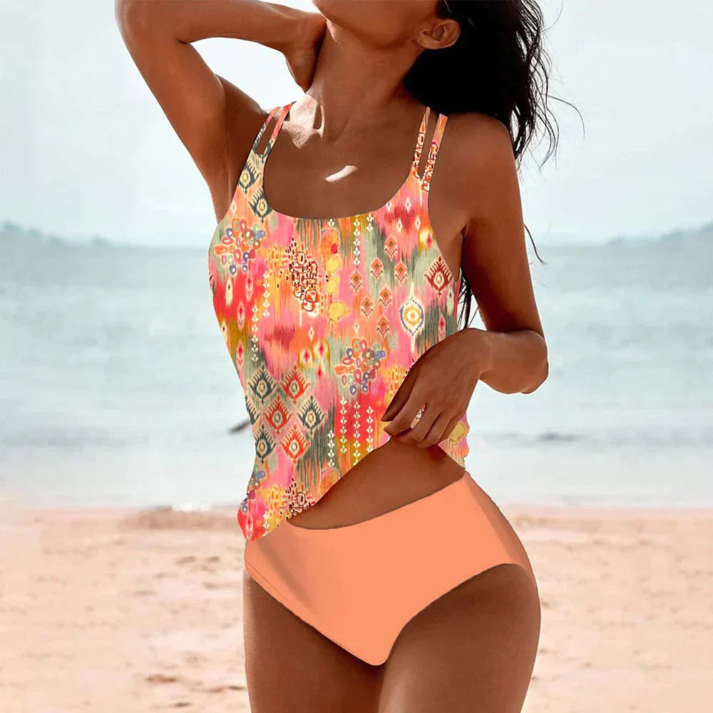 Tankini Bohème Imprimé Élégant Confort Plage/Piscine Été