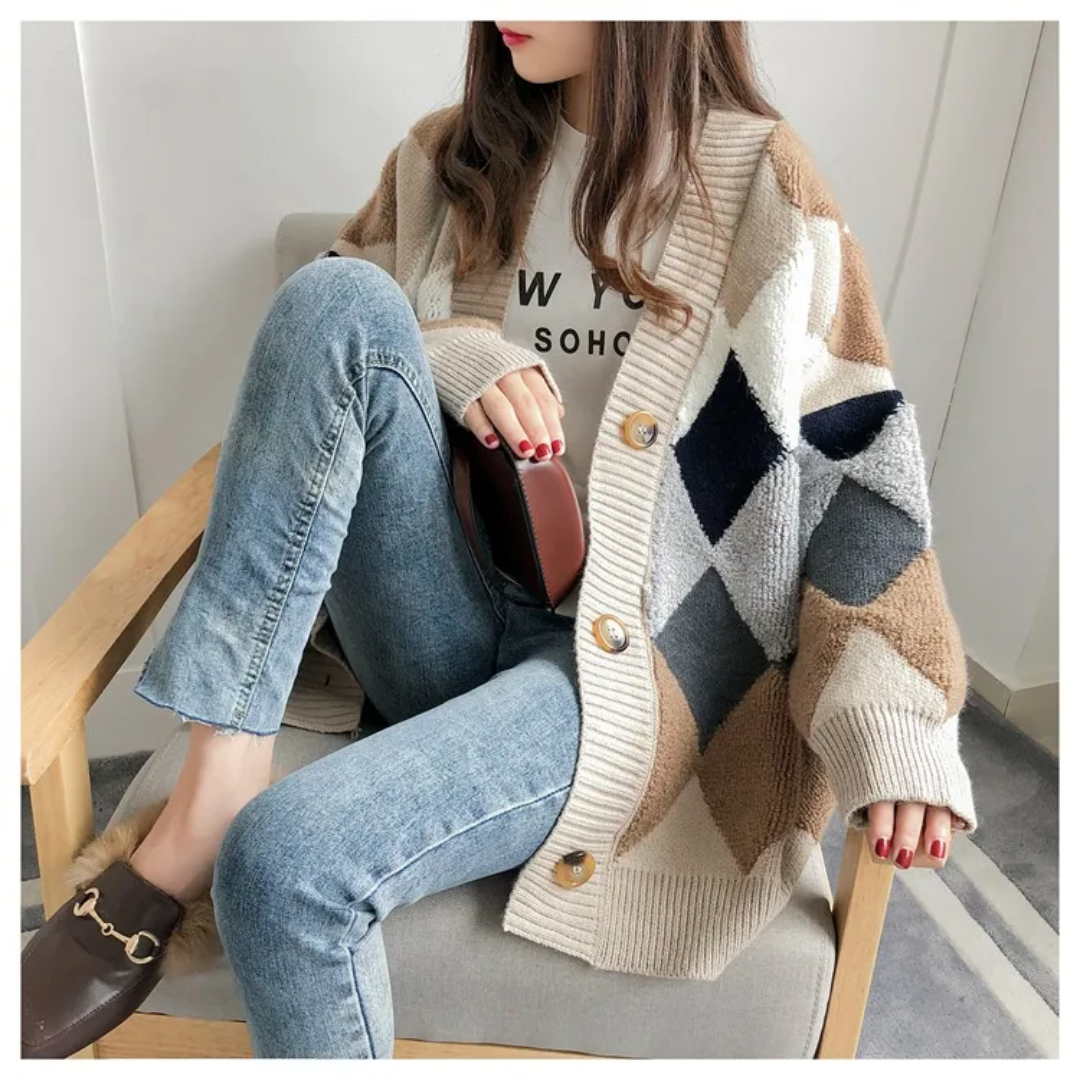 Gilet femme Celine oversize en maille avec manches bouffantes