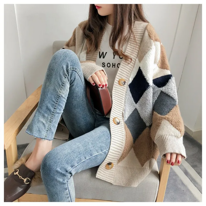 Gilet femme Celine oversize en maille avec manches bouffantes