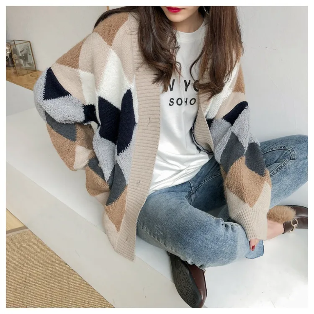 Gilet femme Celine oversize en maille avec manches bouffantes