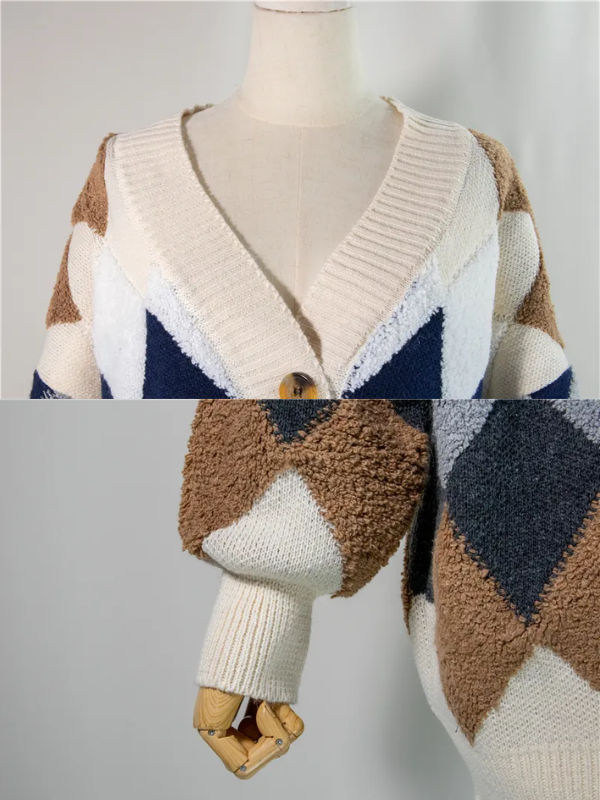 Gilet femme Celine oversize en maille avec manches bouffantes