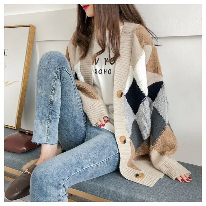 Gilet femme Celine oversize en maille avec manches bouffantes