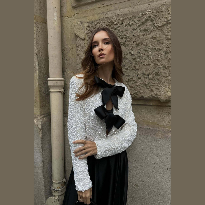 Cardigan Texturé Nœuds Femme - Élégant Féminin & Chic