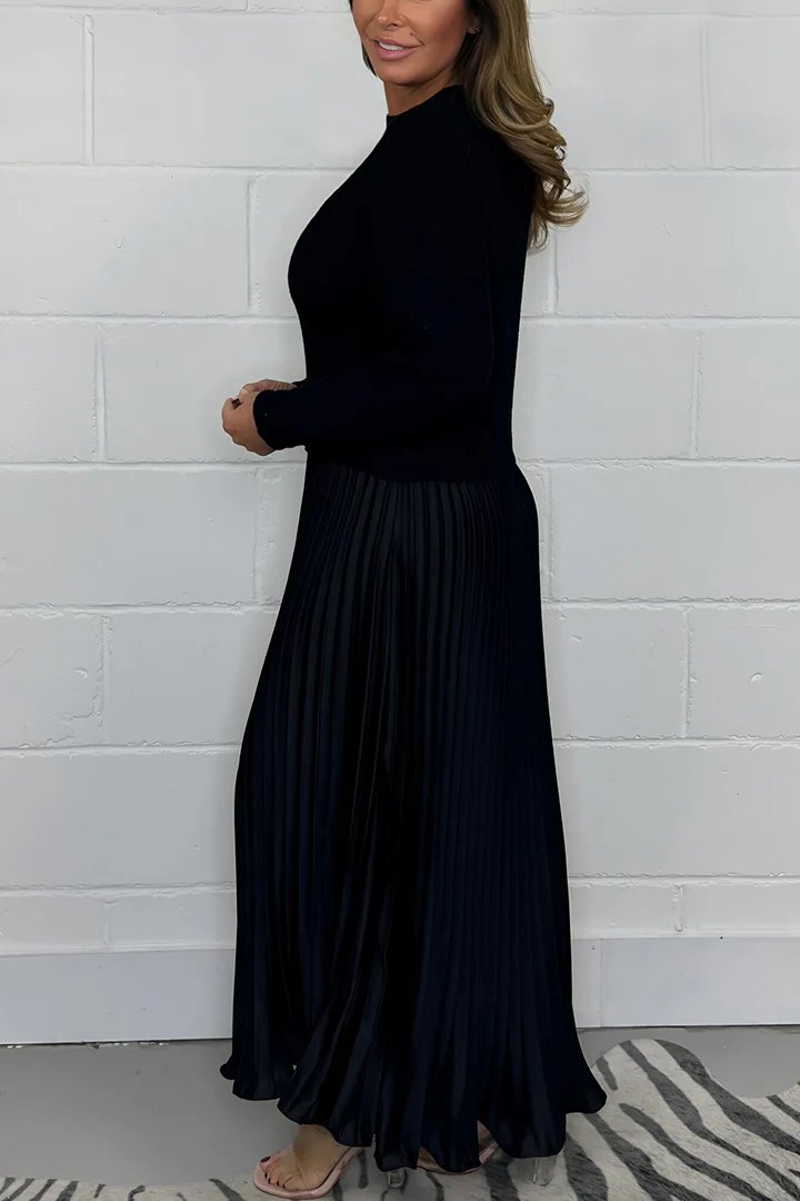 Ensemble Pull Laine Mélangée & Jupe Plissée Longue | Confort Chic