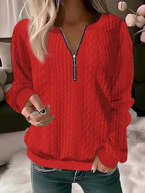 Pull Zippé Torsadé Jaune Femme - Chaleur Tendance Hiver