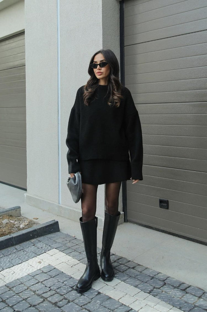 Ensemble Pull Oversize & Jupe : Élégance Confort Automnal