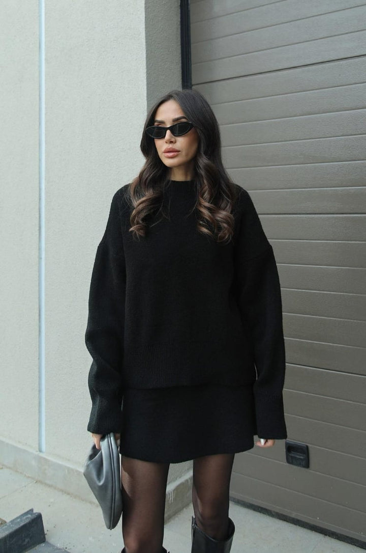 Ensemble Pull Oversize & Jupe : Élégance Confort Automnal