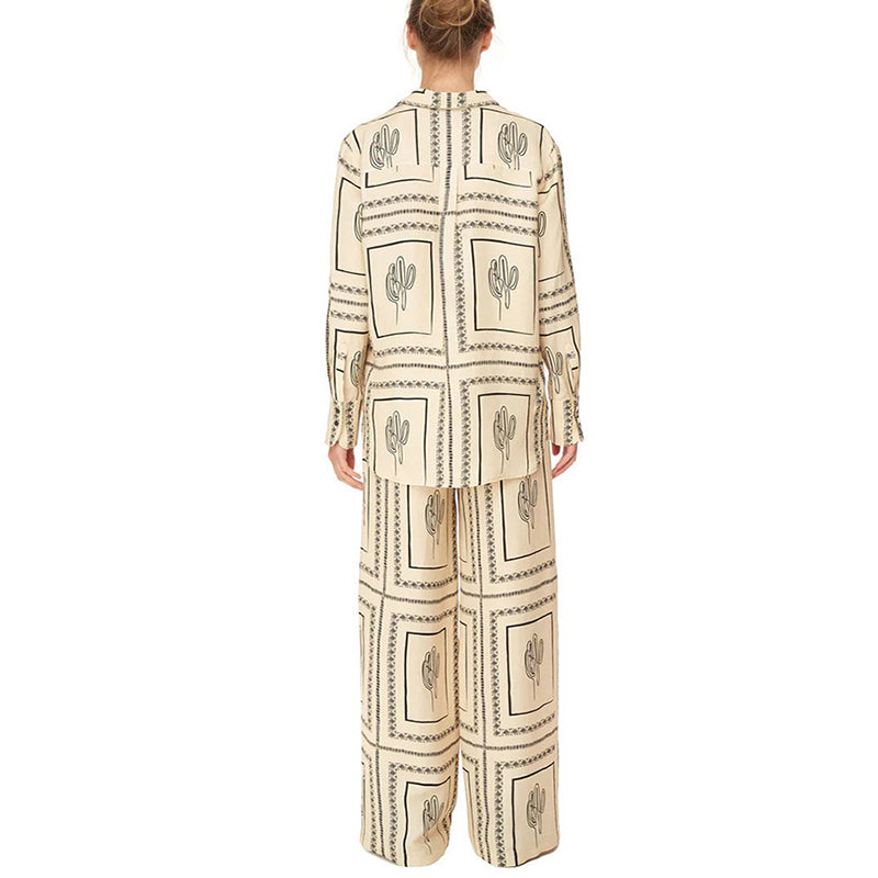 Ensemble Bohème Imprimé Cactus Large - Confortable Élégant Décontracté