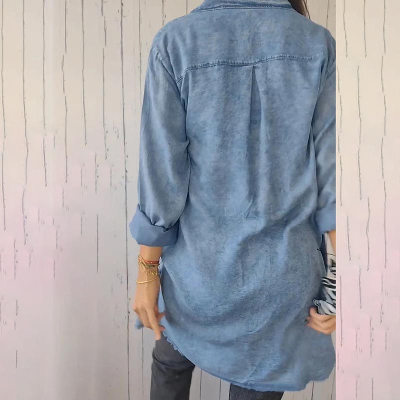 Veste Chemise Denim Femme Oversize - Décontractée & Polyvalente