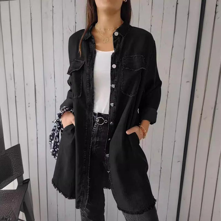 Veste Chemise Denim Femme Oversize - Décontractée & Polyvalente