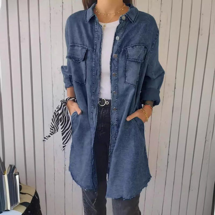 Veste Chemise Denim Femme Oversize - Décontractée & Polyvalente