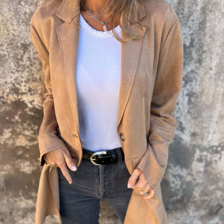 Blazer Long en Suédine – L’Atout Chic de Votre Garde-Robe