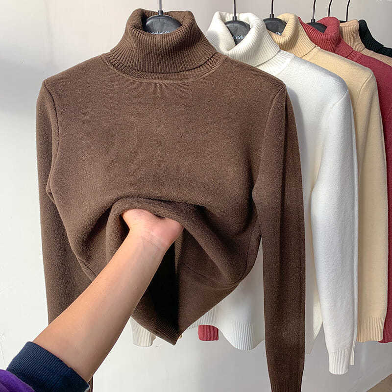 Pull Col Roulé Hiver Femme : Doublure Chaude, Élégant & Confort