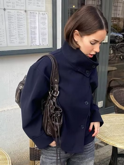 Veste Luxe Élégante Courte à Boutons Doubles