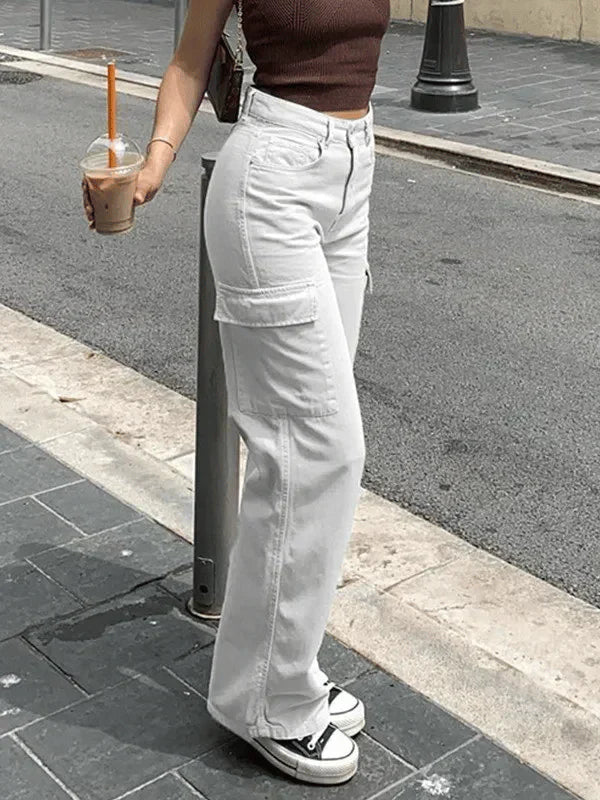 Pantalon Cargo Large Taille Haute Femme - Tendance & Confort