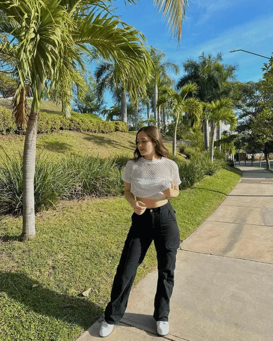 Pantalon Cargo Large Taille Haute Femme - Tendance & Confort