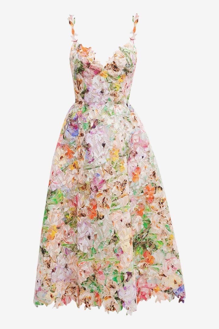 Robe Midi Dentelle Fleurie Élégante | Confort Ajustable