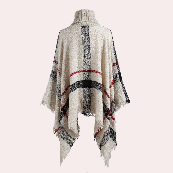 Poncho Tricot Col Montant Femme : Élégance Confortable ADIS Beige